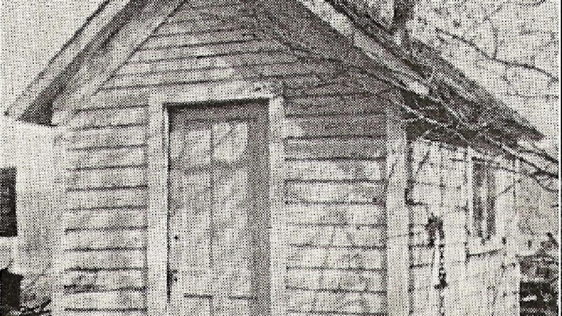 Small wooden building.